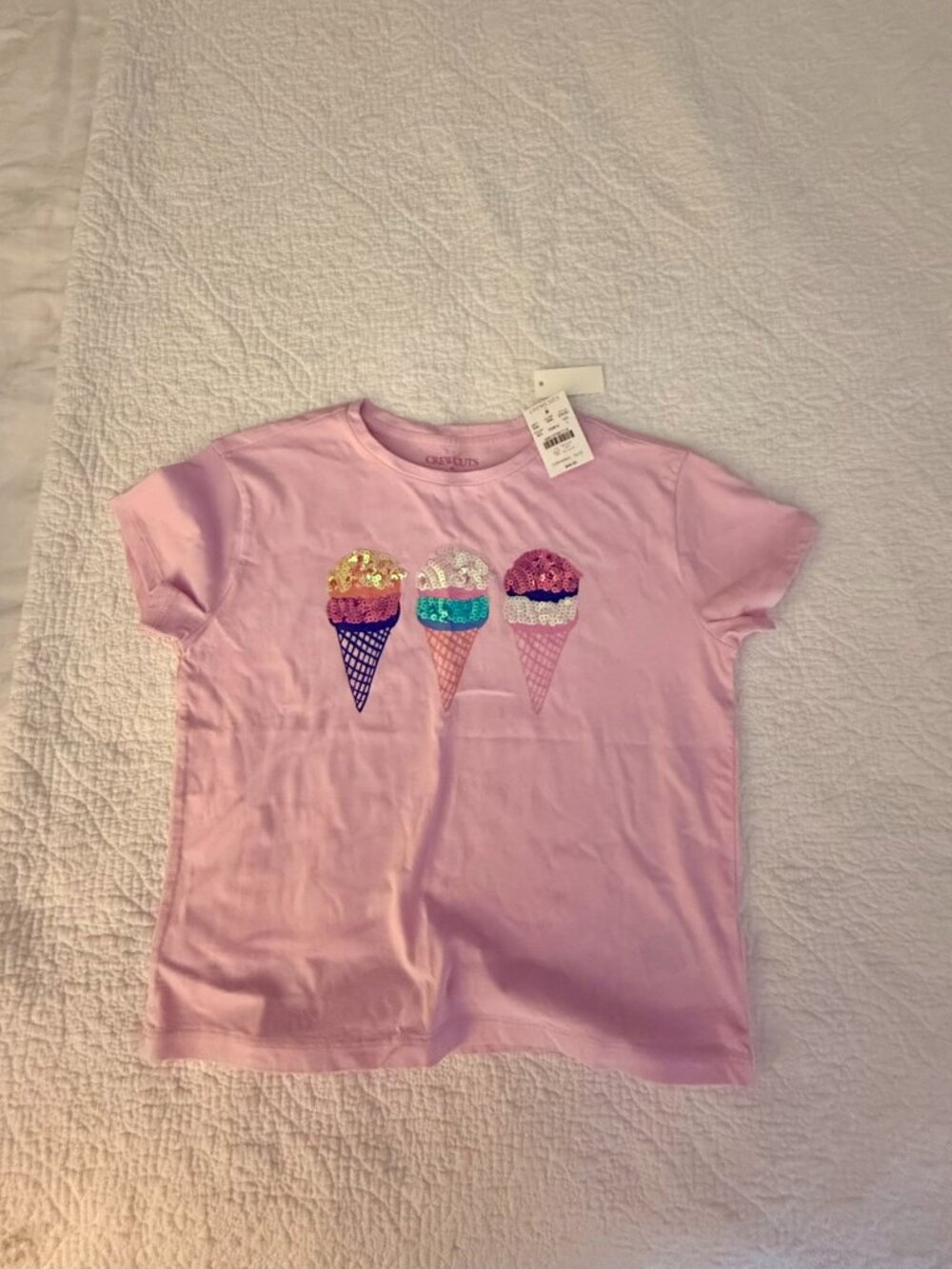 J.Crew Crewcuts girls sequin ice cream cone t-shirt, size L